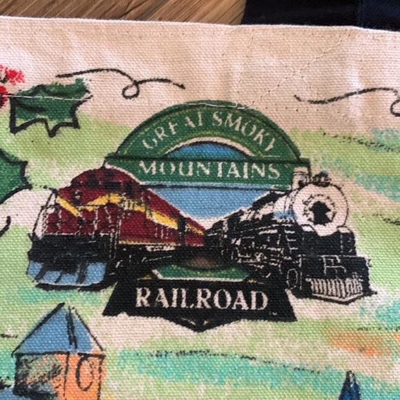New Christmas Smoky Mountains Railroad durable artist fabric tote bag - Picture 2 of 7